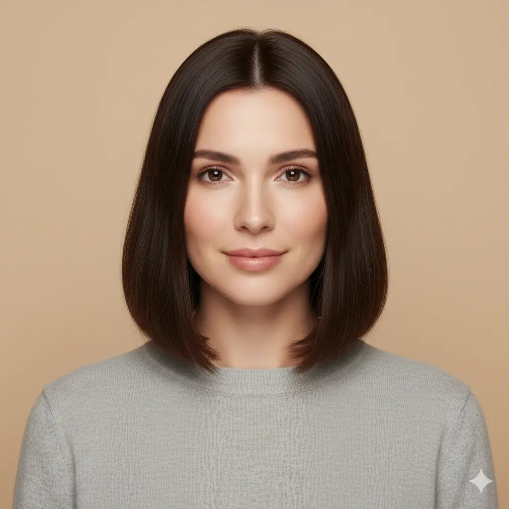 After bob cut - classic shoulder length haircut
