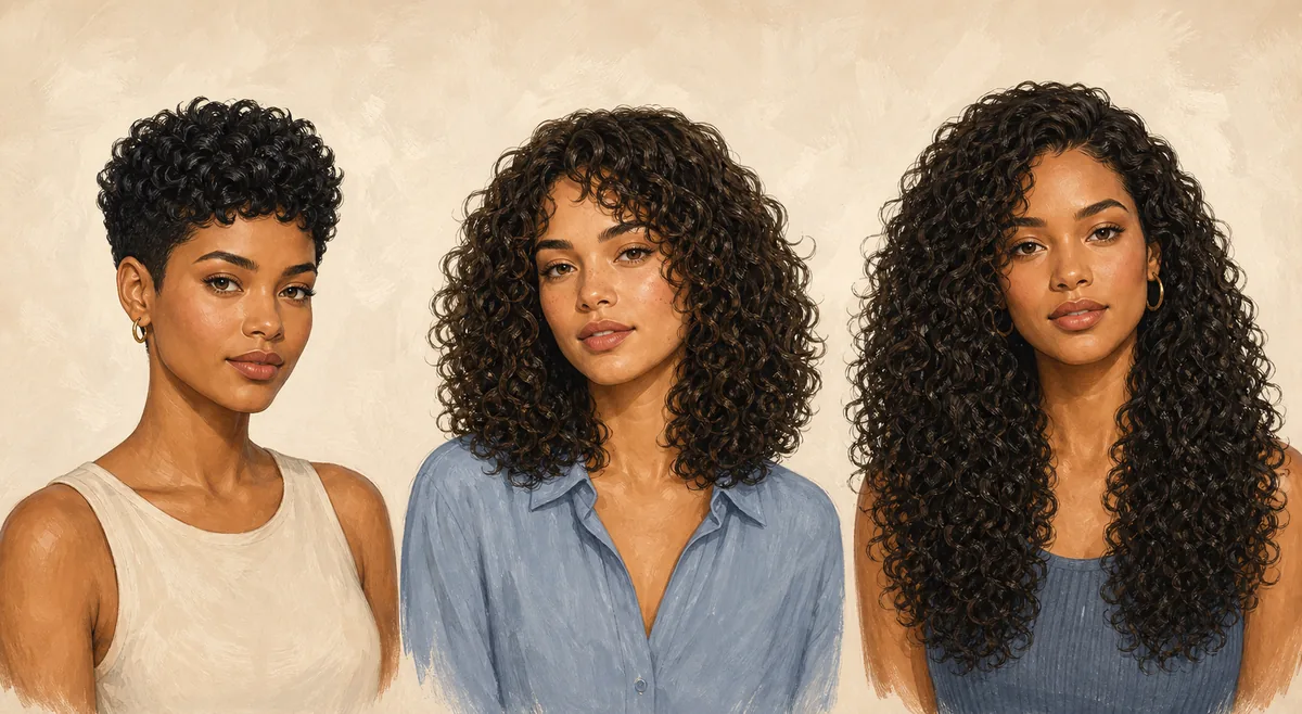 Short, shoulder-length and long curly haircut silhouettes