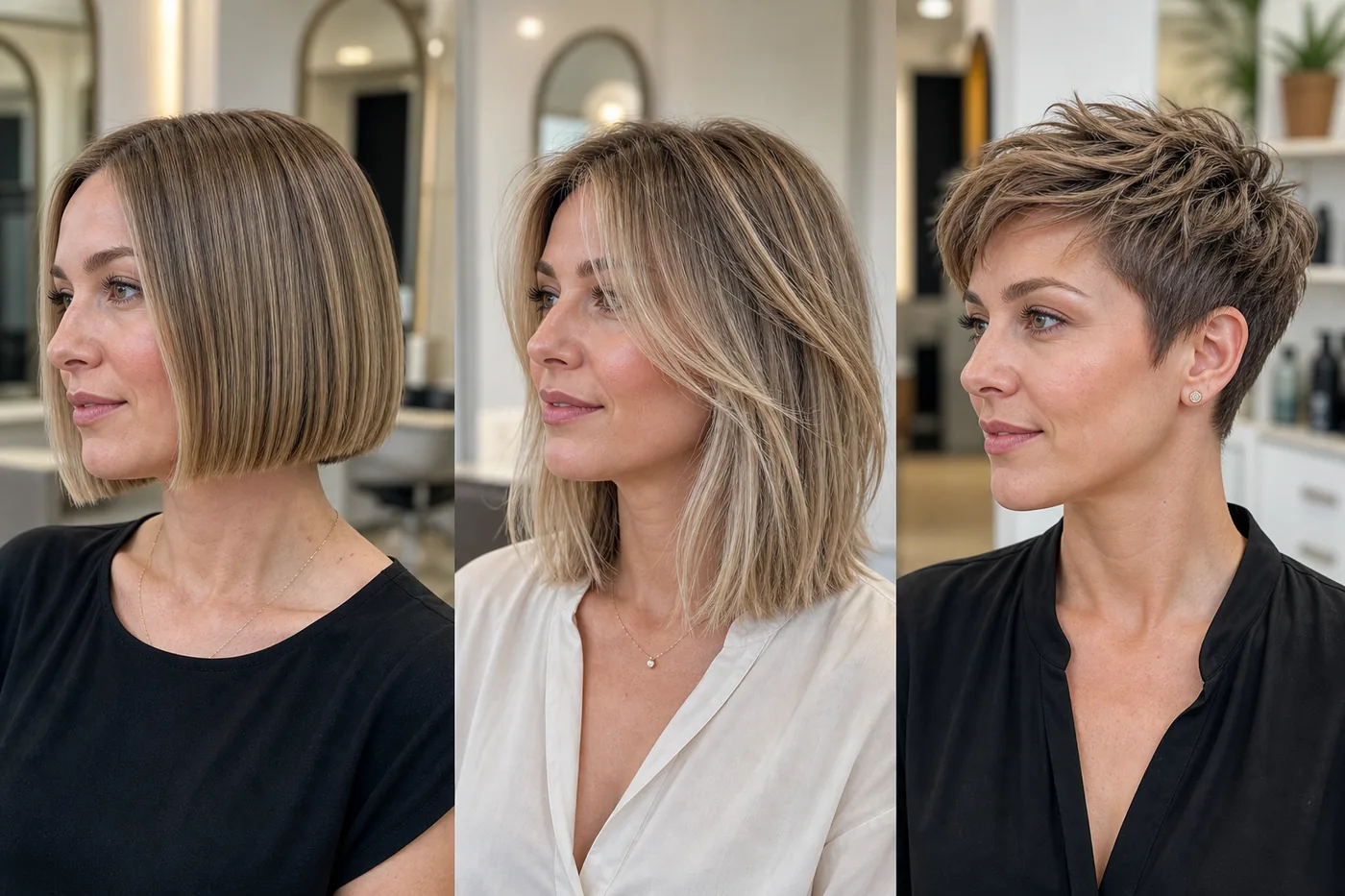 Blunt bob, collarbone lob, and textured pixie options for thin hair